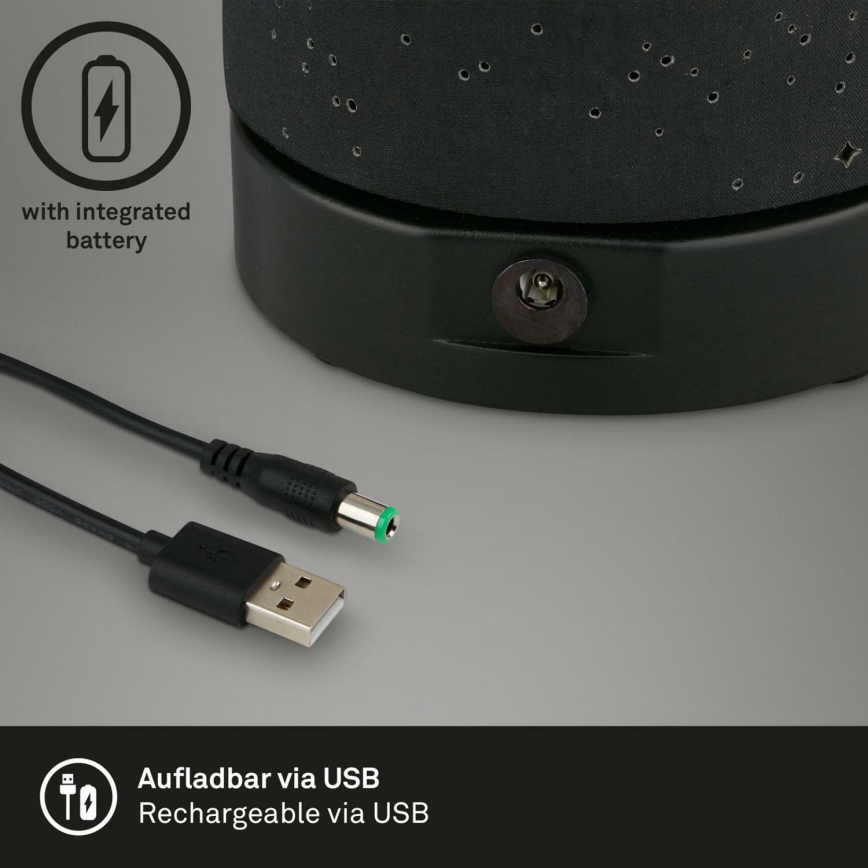 Briloner 7449-015 - Lâmpada exterior tátil LED regulável STARRY SKY LED/3W/5V IP44 2000 mAh preta