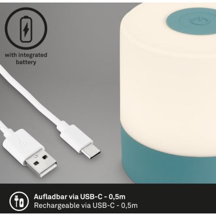 Briloner 7461010 - Candeeiro de mesa para exterior LED com regulação LED/2W/5V IP44 azul