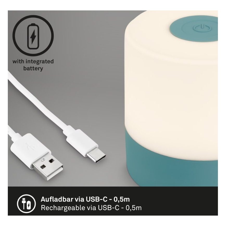 Briloner 7461010 - Candeeiro de mesa para exterior LED com regulação LED/2W/5V IP44 azul
