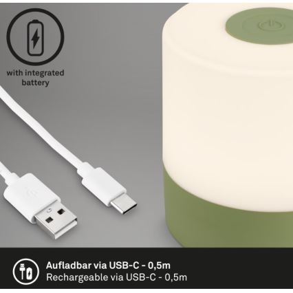 Briloner 7461019 - Candeeiro de mesa para exterior LED com regulação LED/2W/5V IP44 verde