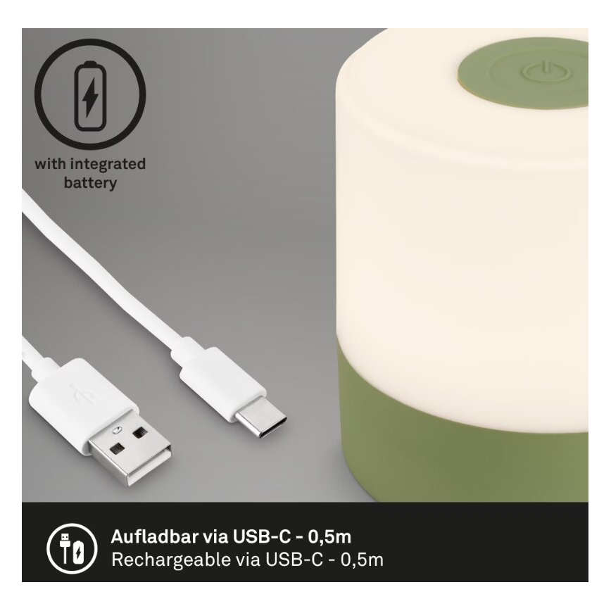 Briloner 7461019 - Candeeiro de mesa para exterior LED com regulação LED/2W/5V IP44 verde