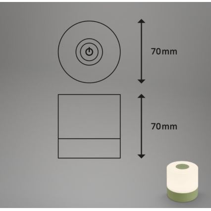 Briloner 7461019 - Candeeiro de mesa para exterior LED com regulação LED/2W/5V IP44 verde