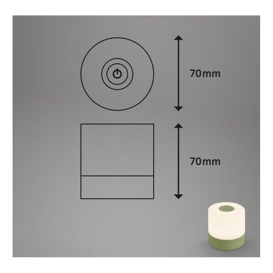 Briloner 7461019 - Candeeiro de mesa para exterior LED com regulação LED/2W/5V IP44 verde