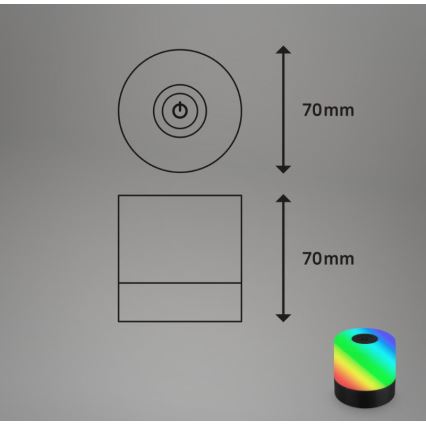 Briloner 7462015 - Candeeiro de mesa de exterior LED RGB com regulação LED/1,5W/5V IP44 preto