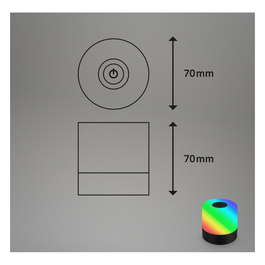 Briloner 7462015 - Candeeiro de mesa de exterior LED RGB com regulação LED/1,5W/5V IP44 preto