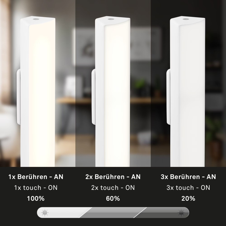Briloner 7474-016 - Candeeiro de mesa tátil para exterior LED com regulação 2em1 LED/7W/5V 2x2200 mAh USB 3000K IP44 branco