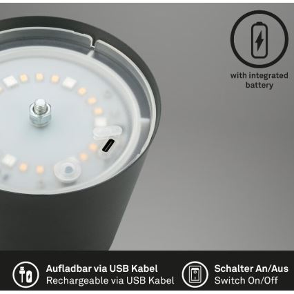 Briloner 7507015 - Candeeiro de mesa LED RGB para exterior com regulação 2em1 LED/2,5W/5V IP44 antracite