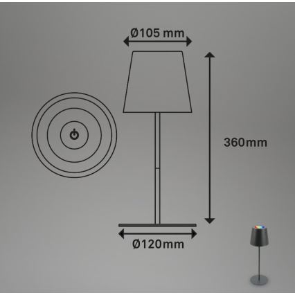 Briloner 7507015 - Candeeiro de mesa LED RGB para exterior com regulação 2em1 LED/2,5W/5V IP44 antracite