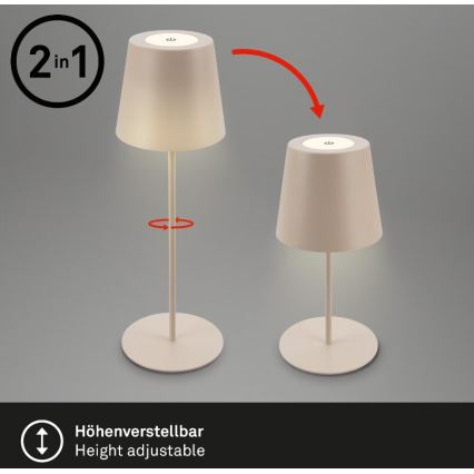 Briloner 7508011 - Candeeiro de mesa LED para exterior com regulação 2em1 LED/2,5W/5V IP44 bege
