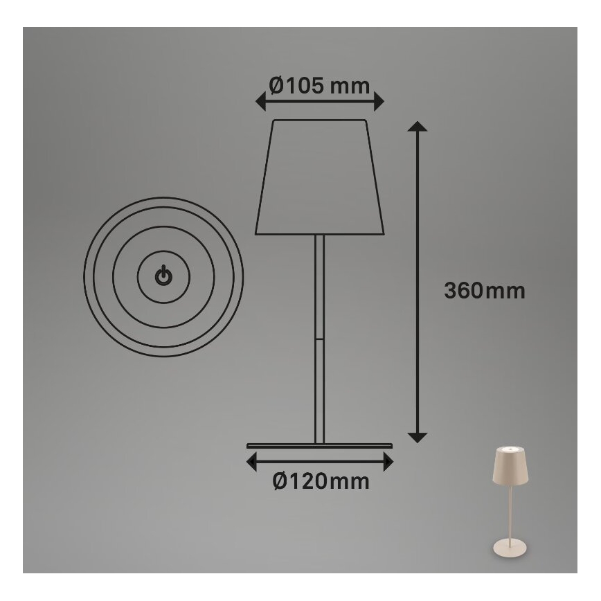 Briloner 7508011 - Candeeiro de mesa LED para exterior com regulação 2em1 LED/2,5W/5V IP44 bege
