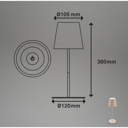 Briloner 7508011 - Lâmpada de mesa exterior recarregável LED regulável 2 em 1 LED/2,5W/5V IP44 bege