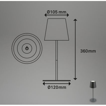 Briloner 7508015 - Candeeiro de mesa LED para exterior com regulação 2em1 LED/2,5W/5V IP44 antracite