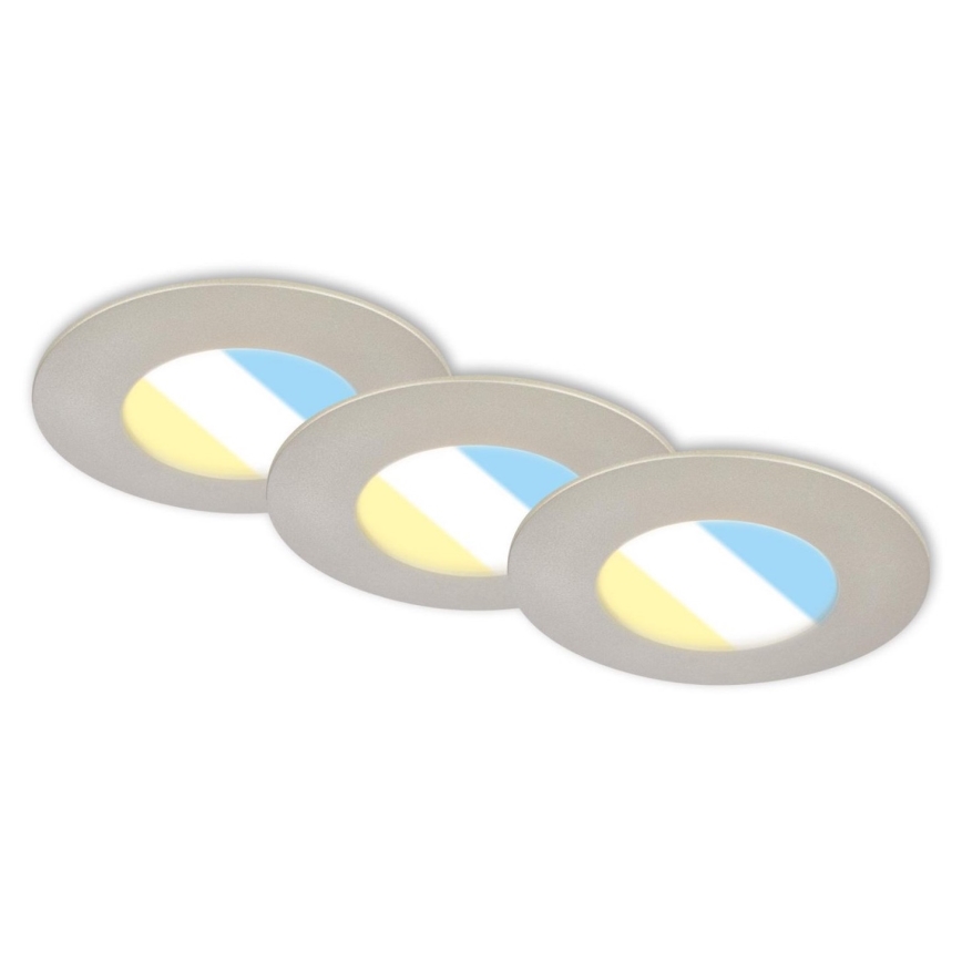 Briloner 7598032 - CONJUNTO 3x Focos de encastrar LED para casa de banho  LED/4,9W/230V IP44 2700/4000/6500K cromado mate
