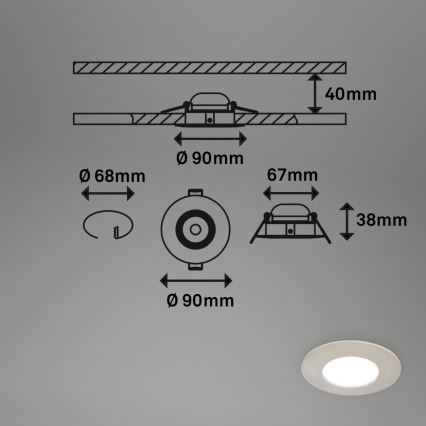 Briloner 7598032 - CONJUNTO 3x Focos de encastrar LED para casa de banho  LED/4,9W/230V IP44 2700/4000/6500K cromado mate
