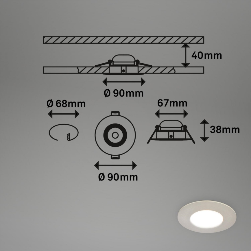 Briloner 7598032 - CONJUNTO 3x Focos de encastrar LED para casa de banho  LED/4,9W/230V IP44 2700/4000/6500K cromado mate