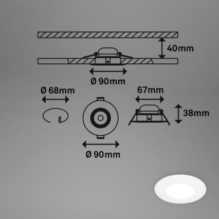 Briloner 7598036 - CONJUNTO 3x Focos de encastrar LED para casa de banho  LED/4,9W/230V IP44 2700/4000/6500K branco