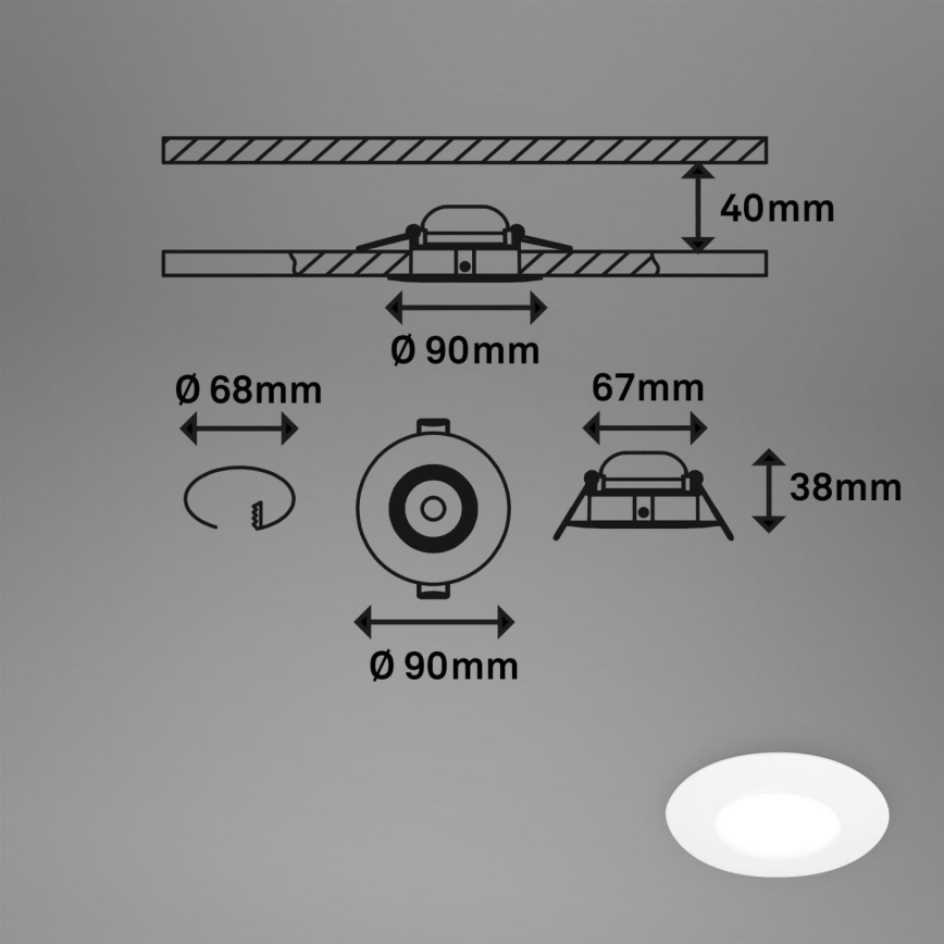 Briloner 7598036 - CONJUNTO 3x Focos de encastrar LED para casa de banho  LED/4,9W/230V IP44 2700/4000/6500K branco