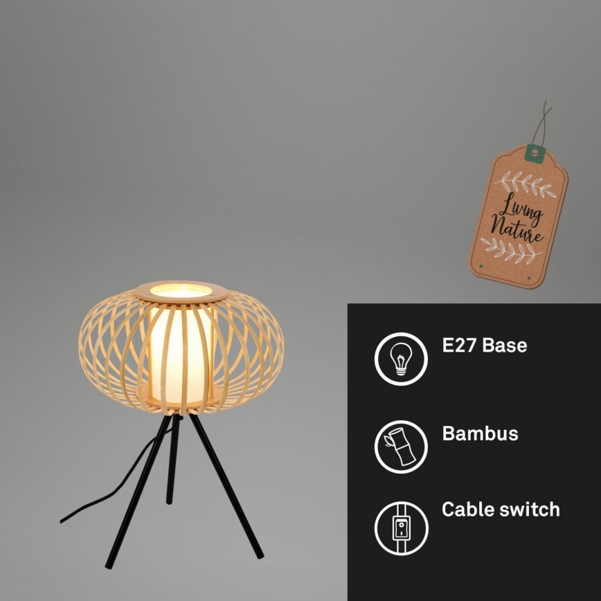 Briloner 7759011 - Candeeiro de mesa 1xE27/10W/230V bambu