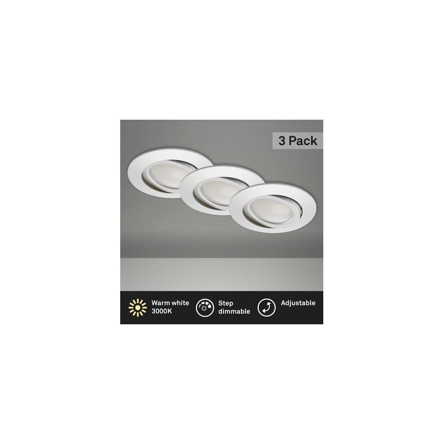 Briloner 8309-039 - CONJUNTO 3x Foco de encastrar de casa de banho LED com regulação LED/5W/230V IP23