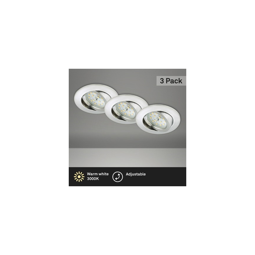Briloner 8312-039 - CONJUNTO 3x Foco de encastrar de casa de banho LED LED/5W/230V IP23