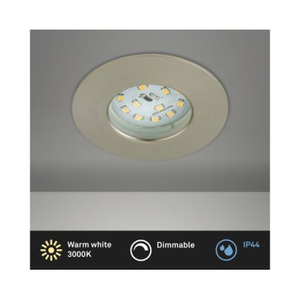 Briloner 8316-012 - Luminária de embutir para casa de banho, dimerizável, LED 5,5W, 230V, IP44, acabamento cromado fosco