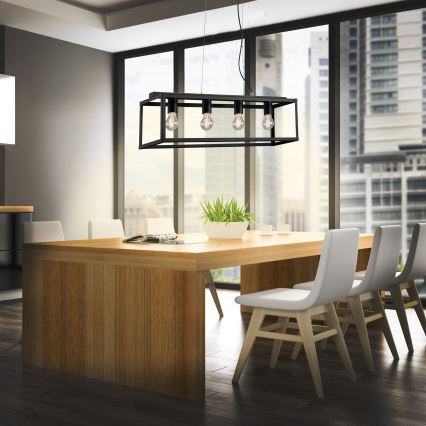 Briloner - Candelabro suspenso BLACK STEEL 4xE27/40W/230V