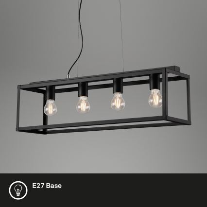 Briloner - Candelabro suspenso BLACK STEEL 4xE27/40W/230V