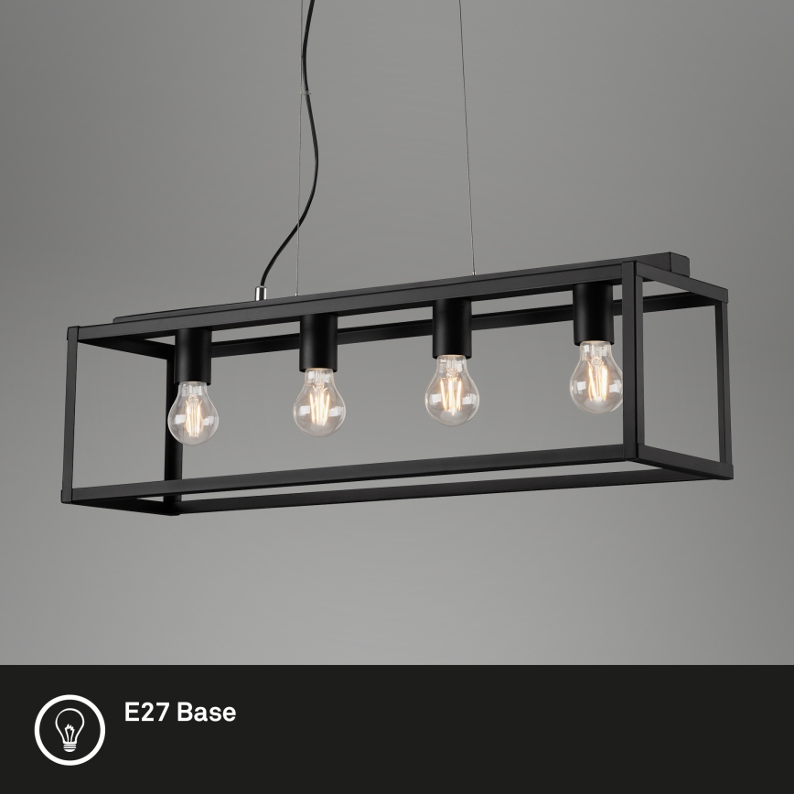 Briloner - Candelabro suspenso BLACK STEEL 4xE27/40W/230V
