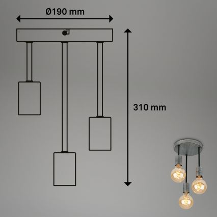 Briloner - Candelabro suspenso HENGA 3xE27/60W/230V