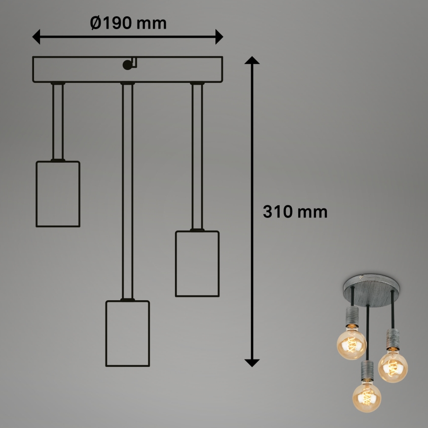 Briloner - Candelabro suspenso HENGA 3xE27/60W/230V