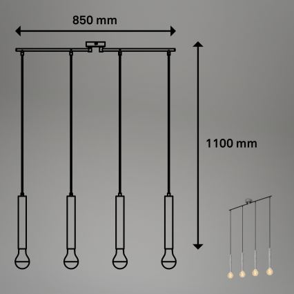 Briloner - Candelabro suspenso LONGA 4xE27/60W/230V prateado