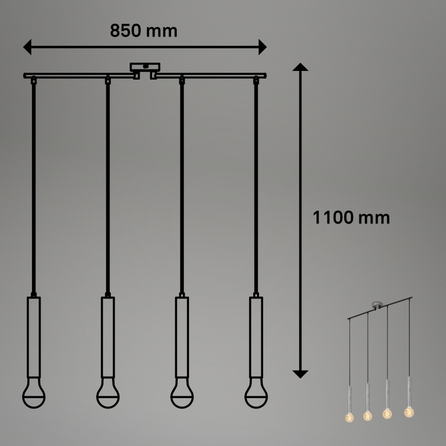 Briloner - Candelabro suspenso LONGA 4xE27/60W/230V prateado