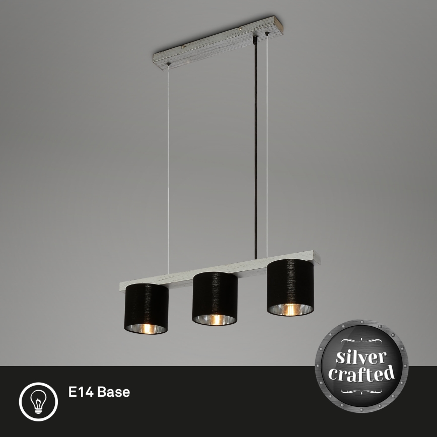 Briloner - Candelabro suspenso LURI 3xE14/25W/230V árvore da borracha