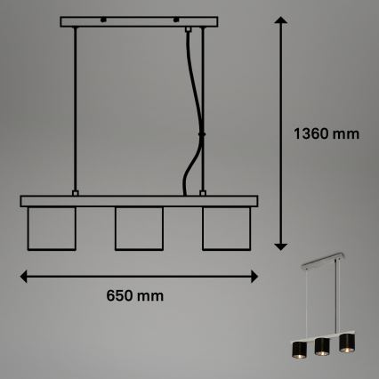 Briloner - Candelabro suspenso LURI 3xE14/25W/230V árvore da borracha