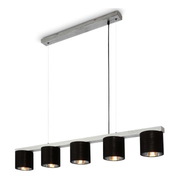 Briloner - Candelabro suspenso LURI 5xE14/25W/230V árvore da borracha