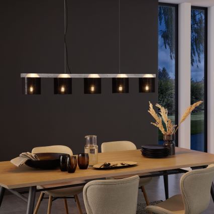 Briloner - Candelabro suspenso LURI 5xE14/25W/230V árvore da borracha
