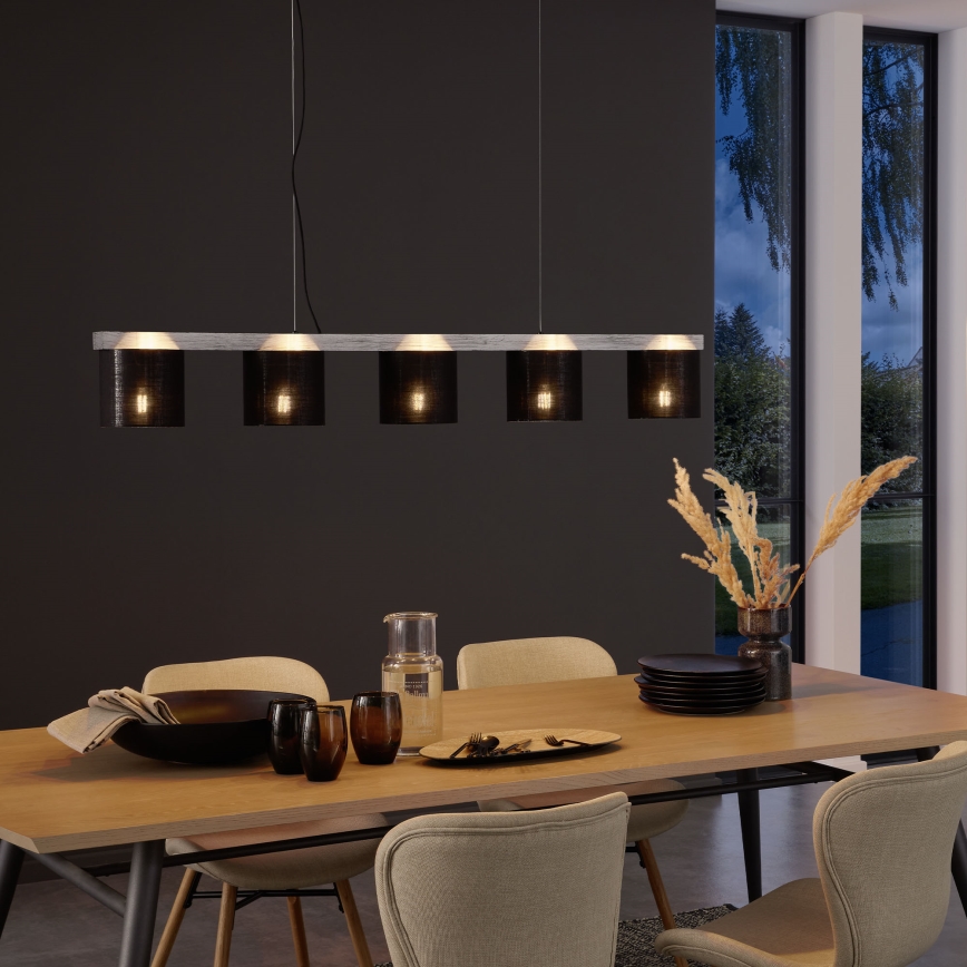 Briloner - Candelabro suspenso LURI 5xE14/25W/230V árvore da borracha