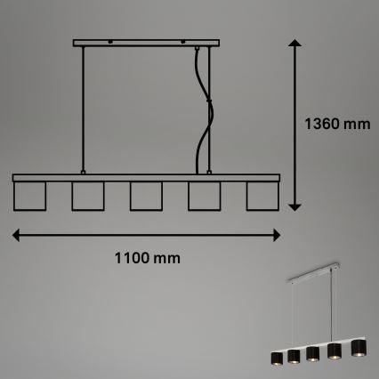 Briloner - Candelabro suspenso LURI 5xE14/25W/230V árvore da borracha