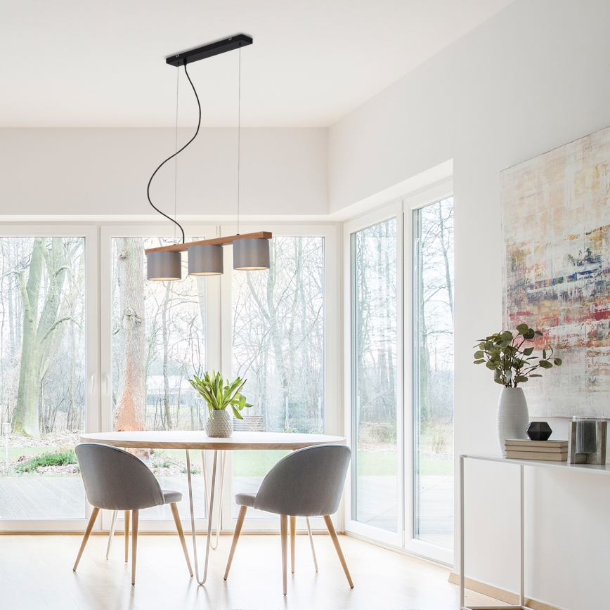 Briloner - Candelabro suspenso RHON 3xE14/25W/230V árvore da borracha