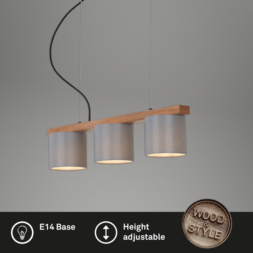 Briloner - Candelabro suspenso RHON 3xE14/25W/230V árvore da borracha