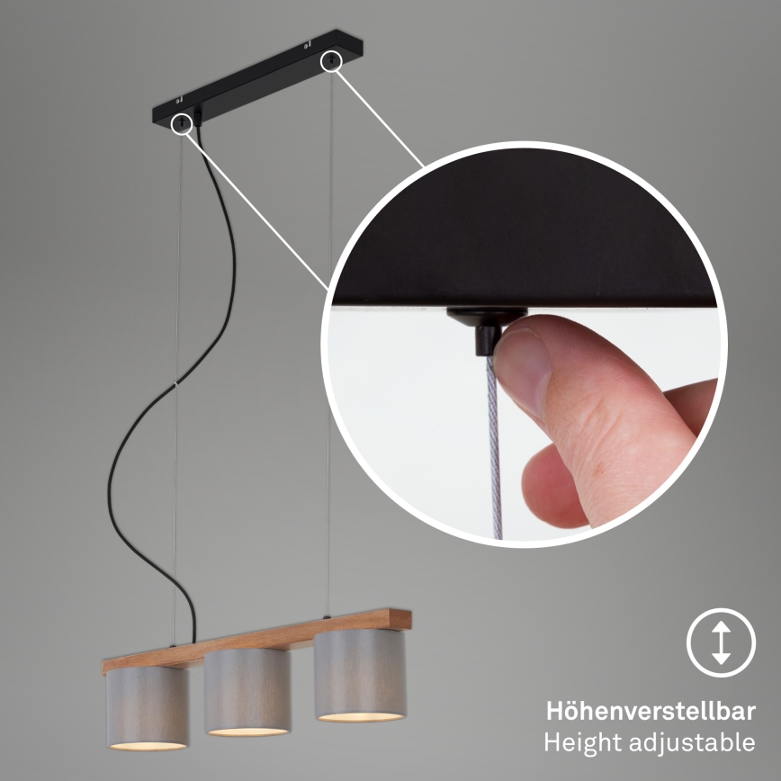 Briloner - Candelabro suspenso RHON 3xE14/25W/230V árvore da borracha