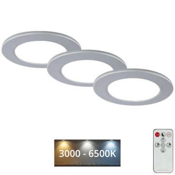 Briloner - CONJUNTO 3x Foco de encastrar de casa de banho LED com regulação LED/4,8W/230V 3000-6500K IP44 + controlo remoto