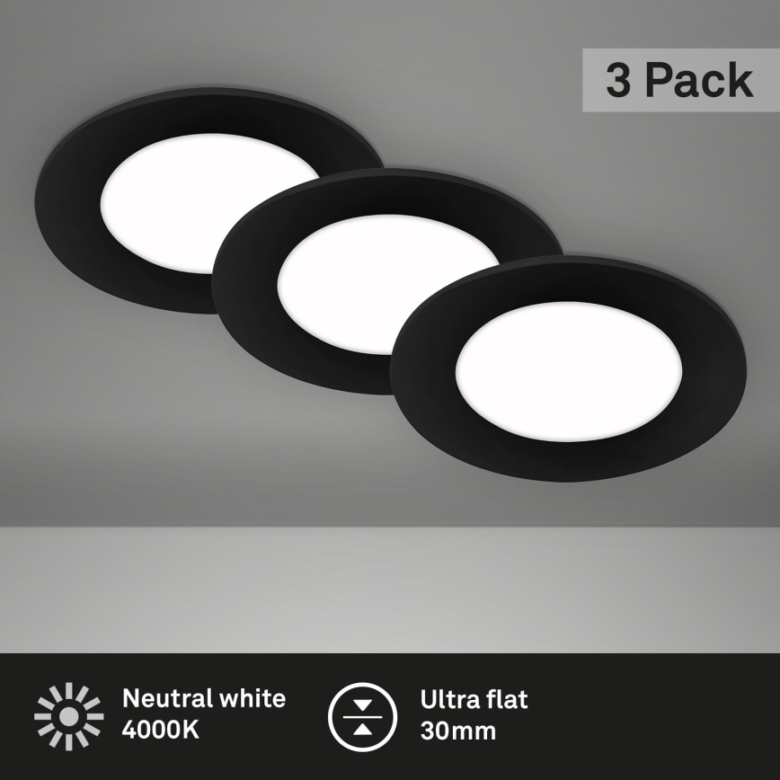 Briloner - CONJUNTO 3x Foco de encastrar de casa de banho LED LED/3W/230V IP23