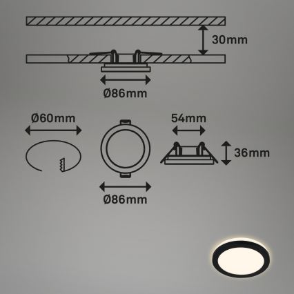 Briloner - CONJUNTO 3x Foco de encastrar de casa de banho LED LED/3W/230V IP44