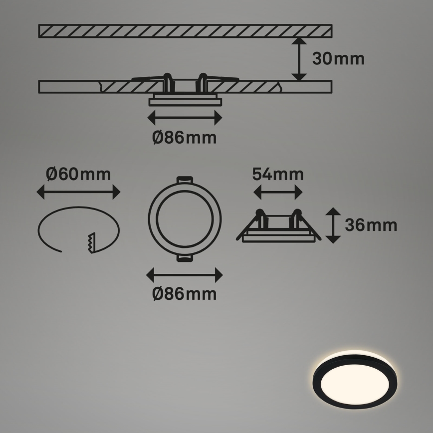 Briloner - CONJUNTO 3x Foco de encastrar de casa de banho LED LED/3W/230V IP44