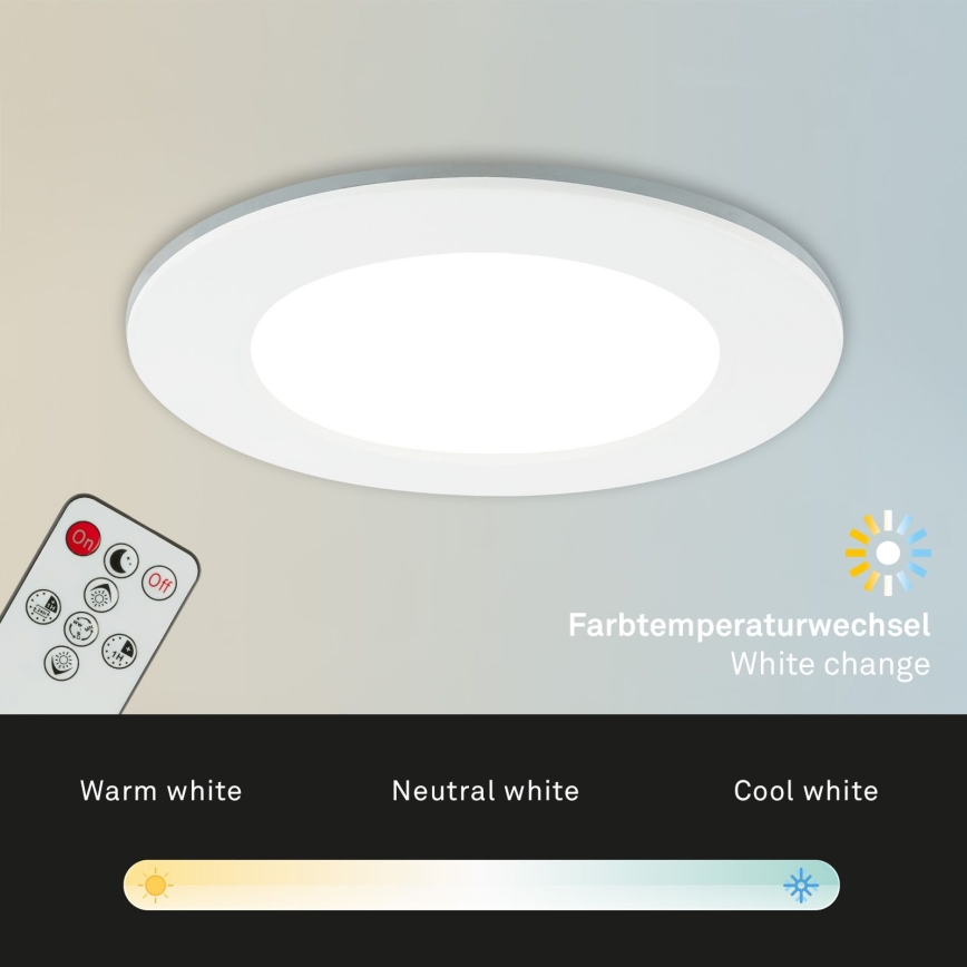 Briloner - CONJUNTO 3x Foco de encastrar de casa de banho LED com regulação LED/4,8W/230V 3000-6500K IP44 + controlo remoto
