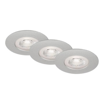 Briloner- CONJUNTO 3x Foco de encastrar de casa de banho LED LED/4,9W/230V IP44 prateado