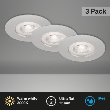 Briloner- CONJUNTO 3x Foco de encastrar de casa de banho LED LED/4,9W/230V IP44 prateado