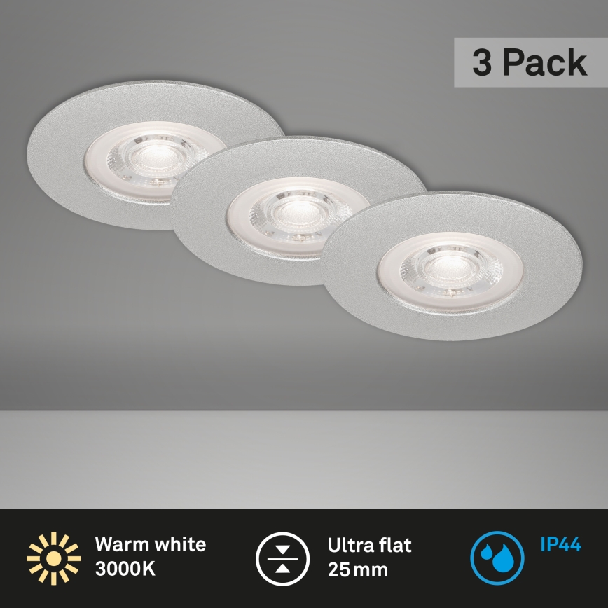 Briloner- CONJUNTO 3x Foco de encastrar de casa de banho LED LED/4,9W/230V IP44 prateado