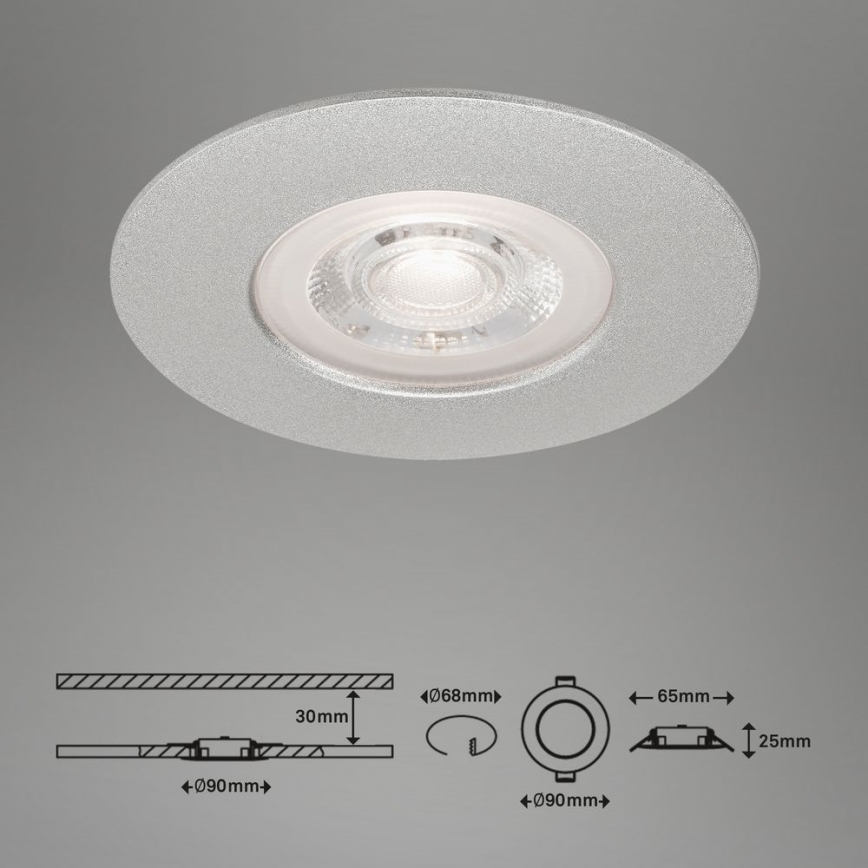 Briloner- CONJUNTO 3x Foco de encastrar de casa de banho LED LED/4,9W/230V IP44 prateado